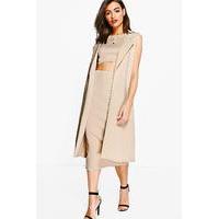 3 Piece Crop Skirt & Duster Co-ord - sand