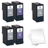 3 x black lexmark no 14 and 2 x colour lexmark no 15 lexmark remanufac ...