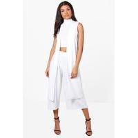 3 piece crop culotte duster co ord set ivory