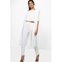 3 piece trouser crop duster co ord ivory