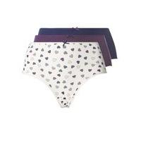 3 Pack Multi Coloured Patchwork Heart Print Knickers, Purple