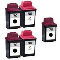 3 x black lexmark no 70 and 2 x colour lexmark no 80 remanufactured 1  ...