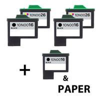 3 x Black Lexmark 16 and 2 x Colour Lexmark 26 (Remanufactured) + 1 Free Paper