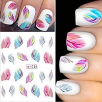 3 pcs new rainbow colorful feather nail art sticker water transfer dec ...