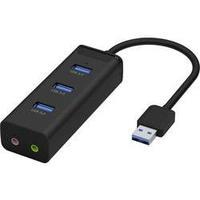 3 ports USB 3.0 hub + audio ports Renkforce Black