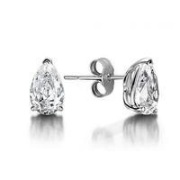 3 Prong Setting Pear Diamond Stud Earring