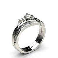 3 Prong Setting Plain Engagement Ring With Matching Band