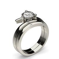 3 Prong Setting Plain Engagement Ring With Matching Band