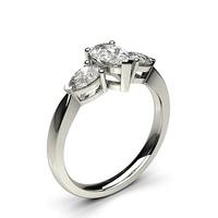 3 prong setting studded three stone ring