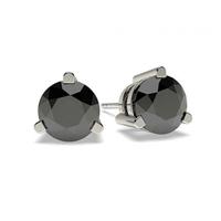 3 Prong Setting Stud Black Diamond Earring