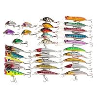 30pcs Assorted Size Minnow Wobbler Fly Fishing Lures Crankbaits Popper Carp Fishing Artificial Hard Baits Kit Fishing Accessories Swimbaits