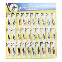 30pcs Kinds of Assorted Spoon Fishing Lures Metal Hooks Baits Tackle