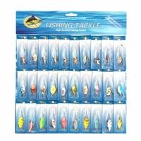 30Pcs Assorted Mixed Color Fishing Lures Metal Spinner Spoon Sequins Hook Hard Bait Tackle