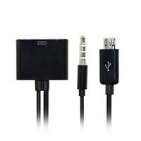 30pin Female to Micro USB 5pin Male Data Charge with Audio Cable