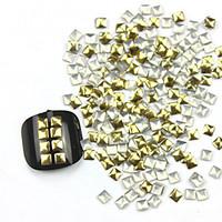 300PCS 3D Golden Square Alloy Nail Art GoldenSilver Decorations