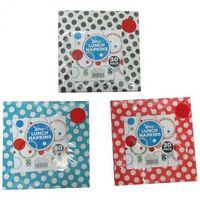 30 pack of lunch napkins white with black spots
