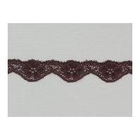 30mm Floral Scalloped Edge Stretch Lace Trimming Plum