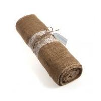 30cm Lace Trimmed Hessian Fabric Roll 4.5m Natural