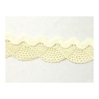 30mm Scalloped Cotton Lace with Ric Rac Trimming Ivory