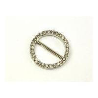 30mm simplicity round diamante buckle fastener silver