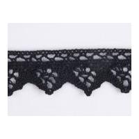 30mm Essential Trimmings Crochet Effect Cotton Lace Trimming Black
