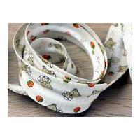 30mm Essential Trimmings Teddy Print Cotton Bias Binding Tape Fawn