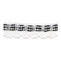 30mm Essential Trimmings Cotton Lace with Gingham Ribbon Trimming Black