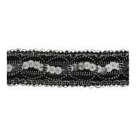 30mm essential trimmings sequinned braid trimming black silver