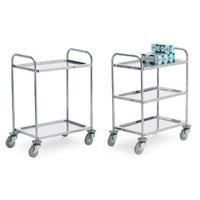 304 grade Stainless Tray Trolleys 2 Shelves 100kg cap