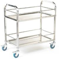 304 grade Stainless Steel Shelf Trolleys 2 Shelves & retaining rods