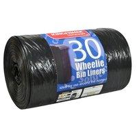 30 x Black Quality 440L Wheelie Bin Liners by Kingfisher