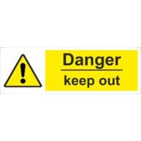 300mm x 100mm Danger Keep Out Vinyl Sticker