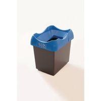 30 litre recycling bin with grey body blue lid and graphic