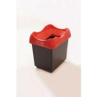 30 LITRE RECYCLING BIN WITH GREY BODY, RED LID AND GRAPHIC