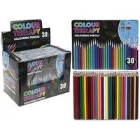 30pc asst colour therapy reg quality pencils in tin case by layton bro ...