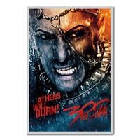 300 Rise Of An Empire Athens Will Burn Poster Silver Framed - 96.5 x 66 cms (Approx 38 x 26 inches)