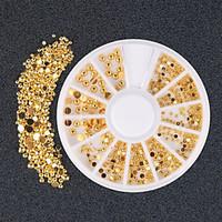 300pcs Gold Silver Half-circle 3D Rhinestone DIY Nail Art Stickers Decorations