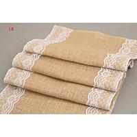 30cm Width Vintage Jute Burlap Lace Hessian Lace Table Runner Natural Jute Country Party Wedding Decoration