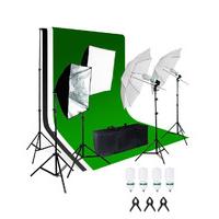 3000W Photo Studio Background Lighting Set Softbox Umbrella Stand Bulb