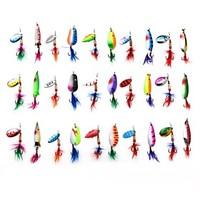 30pcs Metal Lure Spoon and Spinner Fishing Lure 3-13g with Hooks