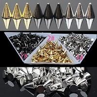 30pc gold and silver and black alloy punk conical nail art decoration