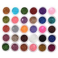 30Pcs New Beauty 30 Mixed Colors Eyeshadow Powder Pigment Glitter Mineral Spangle Nail Makeup Nail Glitters Nail Sequins Nail Art Decorations