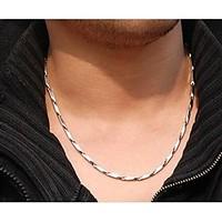 3.0mm55cm European Rhombus Titanium Steel Chain Necklace(Silver) (1 Pc) Jewelry