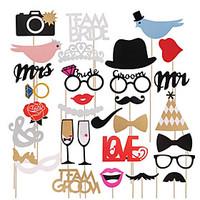 31piece/set Love Bird Mr Mrs Just Married Funny Photo Booth Props Bride Groom Sparkling Wedding Decoration Bridal Shower Event Party Supplies