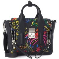 31 phillip lim pashli mini satchel in black leather with floral patter ...