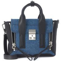 31 phillip lim pashli mini satchel in black leather and blue denim wom ...