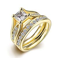 316L stainless steel Golden CZ Diamond Engagement Ring fashion jewelry for women size 6 # 7 # 8 # 9 # Top Quality