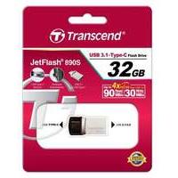 32GB Transcend JetFlash 890S OTG Flash Drive with USB3.1 and USB Type-C Connectors