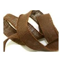 32mm wired edge hessian ribbon brown