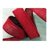 32mm Wired Edge Hessian Ribbon Red